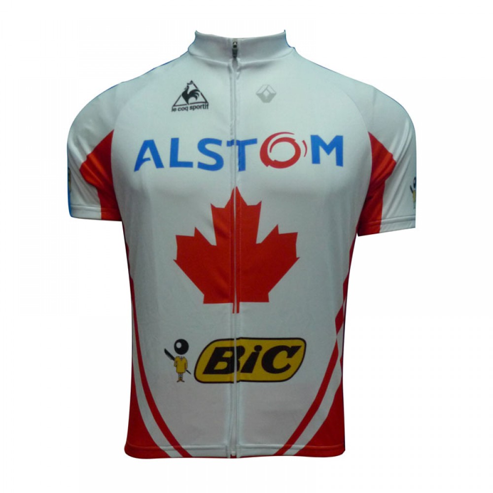 2012 Alstom Bic Cycling Short Sleeve Jersey Red White Edtion