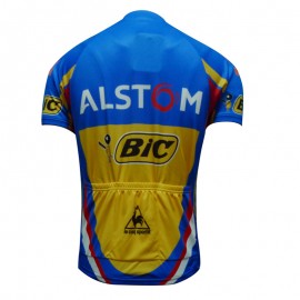2012 Alstom Bic Short Sleeve Cycling Jersey Blue Yellow Edtion