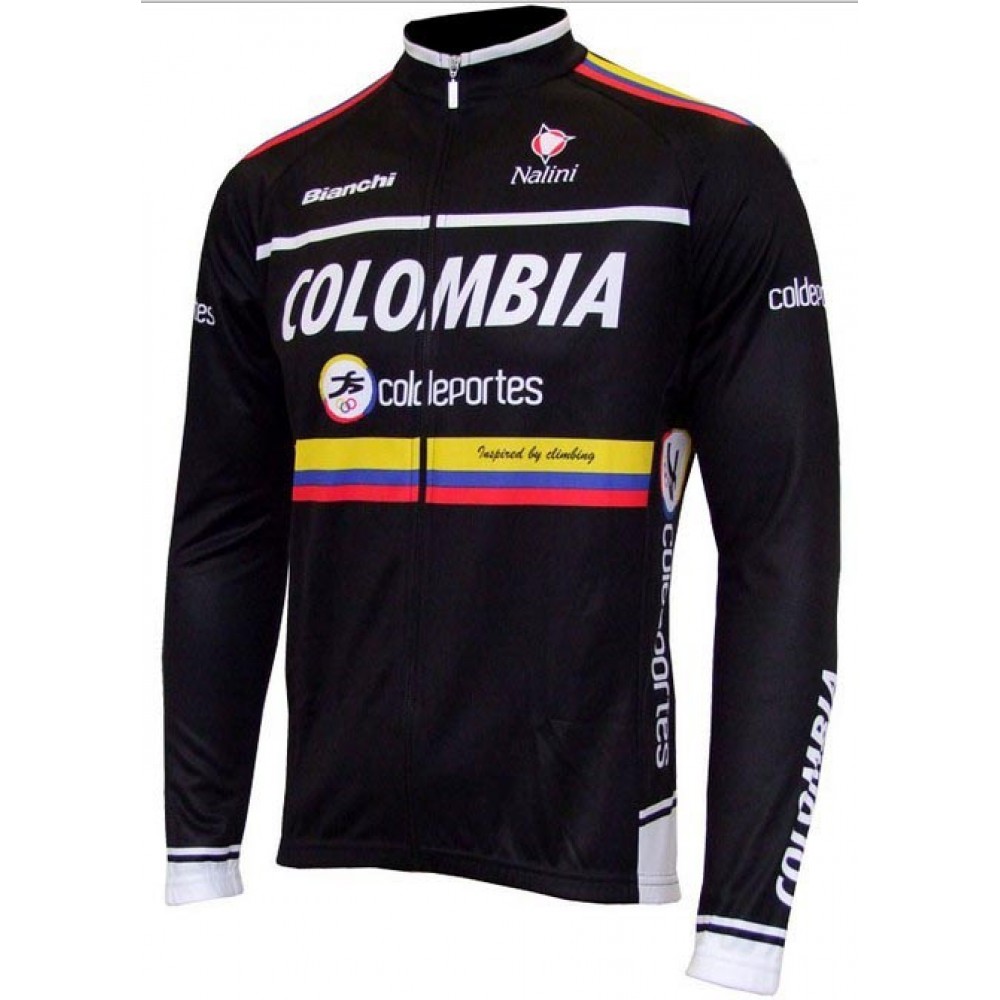 2012 Colombia Coldeportes Winter Fleece Long Sleeve Cycling Jersey Jackets
