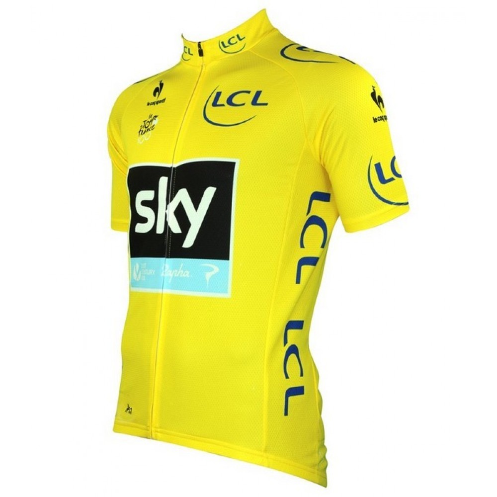2013 Tour de France Sky Short  Sleeve Cycling Jersey yellow