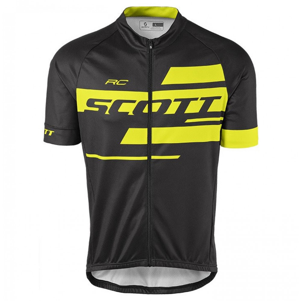 2017 Scott RC Team 10 Black-Yellow short sleeve cycling jersey bike clothing cycle apparel shirt
