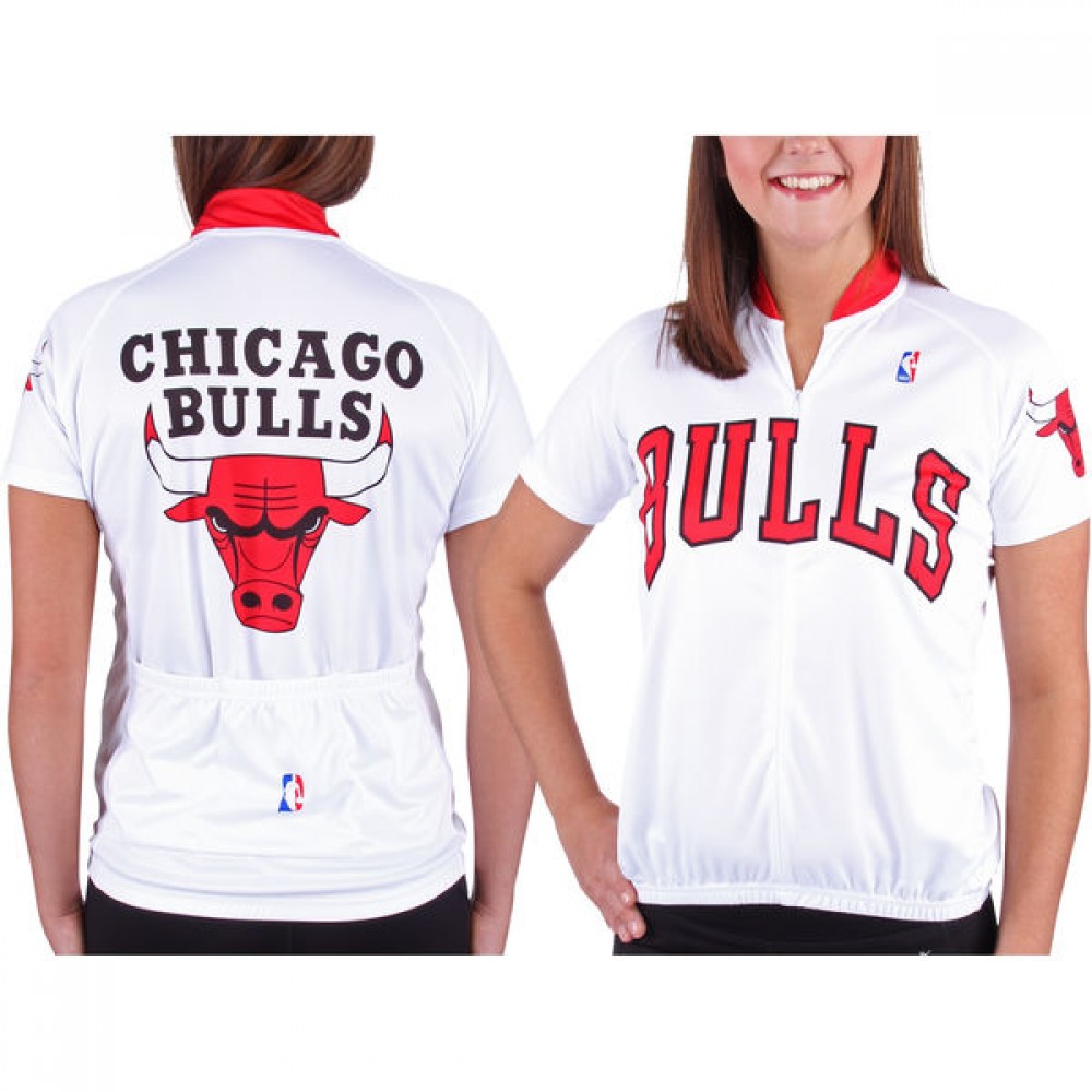 NBA Chicago Bulls White Woman Cycling Jersey Short Sleeve