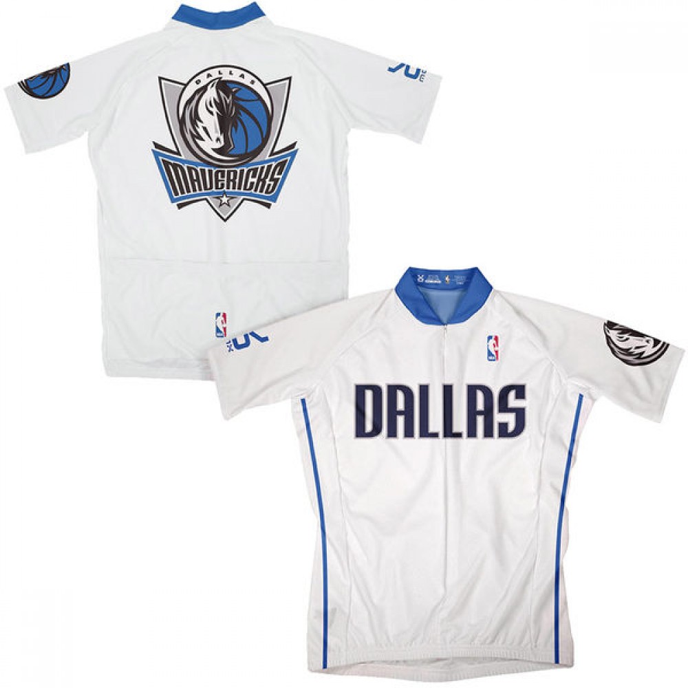 NBA Dallas Mavericks White Cycling Jersey Short Sleeve